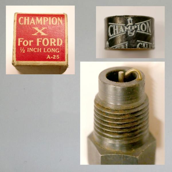 Zündkerze von CHAMPION (USA), 10er/ 20er Jahre, TOP Zustand, sehr spezielle Kerze und Karton, Typ "A-25"