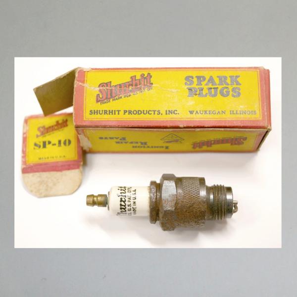 Zündkerze von SHURHIT (USA), 20er/ 30er Jahre, schöne Kerze und Karton, mit Rost/ Fehlern, Typ "SP-10"---Q2---
