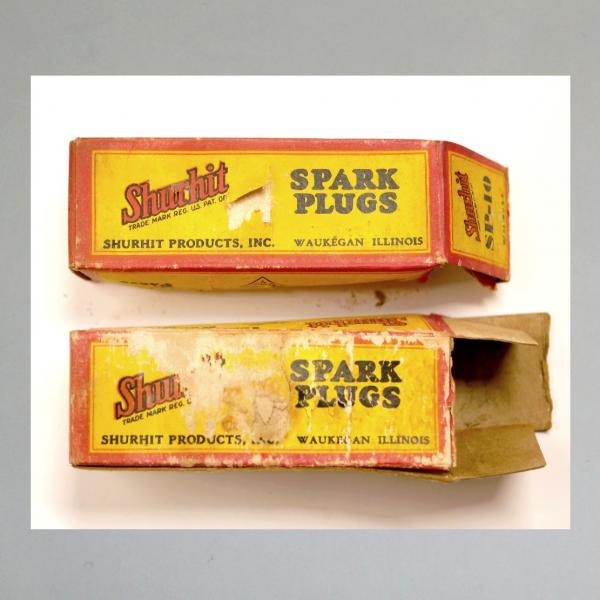 Zündkerze von SHURHIT (USA), 20er/ 30er Jahre, schöne Kerze und Karton, mit Rost/ Fehlern, Typ "SP-10"---Q4---