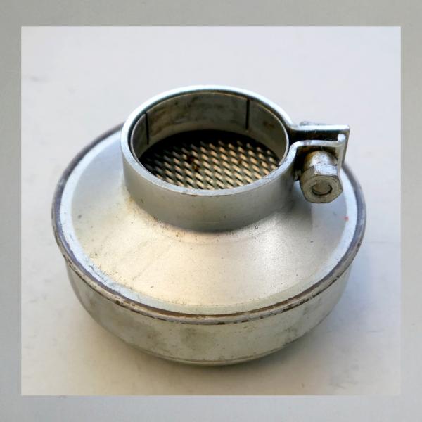 BING Blech-Luftfilter offen, Steckanschluss: 40mm/ Aussendurchmesser 84mm---neu aus Altbestand, Farbe silber---