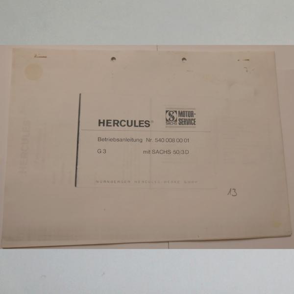 Hercules - Betriebsanleitung Nr. 540 008 00 01 für G 3 mit Sachs 50/3 D, Kopie