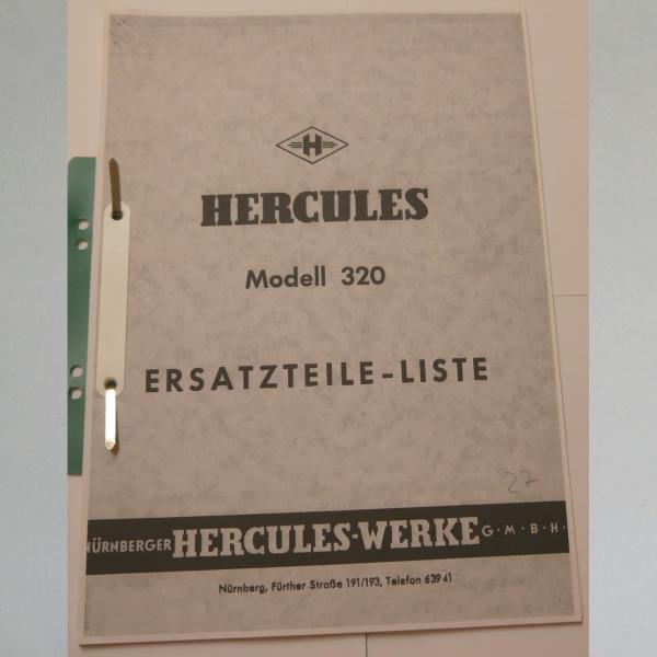 Hercules - Ersatzteile-Liste Modell 320, Kopie