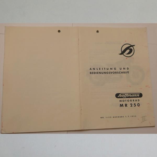 Hoffmann - Anleitung und Bedienungsvorschrift MR 250, Kopie
