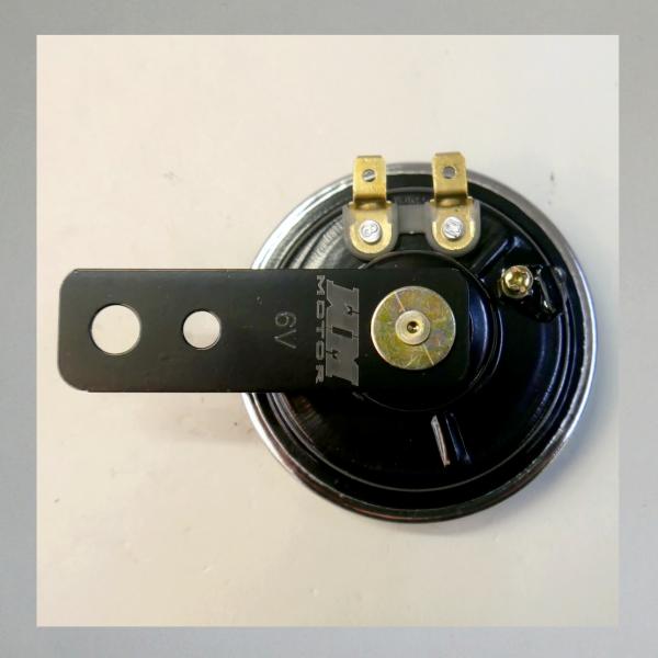 Hupe/ Horn für Motorräder, 6 Volt Gleichstrom---glanzverzinkt/ schwarz---