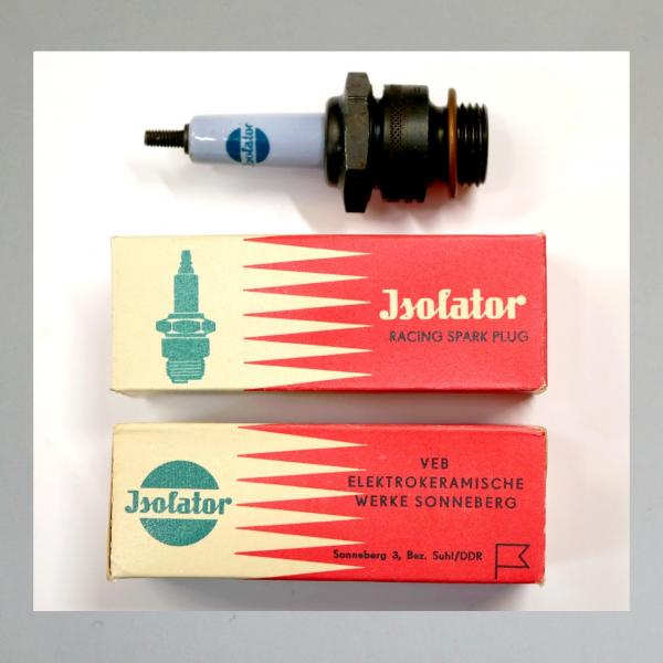 Renn-Zündkerze/ Rennkerze RM 18-300---M###---Wärmewert 300---Fabrikat ISOLATOR, 50er Jahre (Original alt, OVP, NOS)
