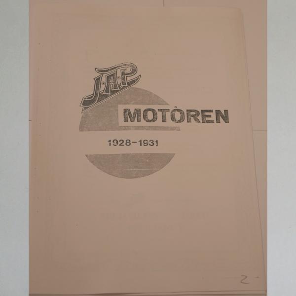 JAP - Heft über die zwischen 1928-1931 hergestellten JAP-Motoren, englisch, Kopie