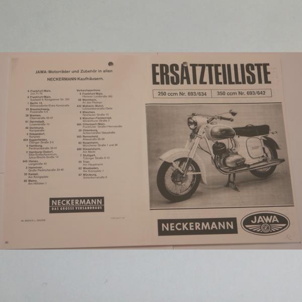 Jawa/Neckermann - Ersatzteilliste für 250ccm und 350ccm, Kopie