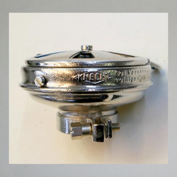 KNECHT Blech-Luftfilter, mit Klappe, Steckanschluss 40mm/ Aussendurchmesser 92mm, 50er Jahre Ausführung!---Umbau: Zerlegbar!---vernickelt---