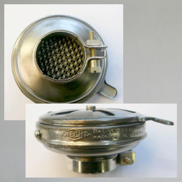 KNECHT Blech-Luftfilter, mit Klappe, Steckanschluss 40mm/ Aussendurchmesser 92mm, 50er Jahre Ausführung!---Umbau: Zerlegbar!---