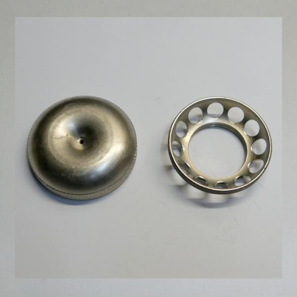 Ansaugmuschel (Luftfilter) AMAC, Gewinde 1-1/16 Zoll (ca 27mm, ähnlich M27x1)---Messing vernickelt