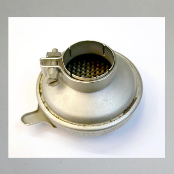 Knecht Blech-Luftfilter für DKW, mit Klappe/Blende, Steckanschluss 40mm---neu vernickelt---