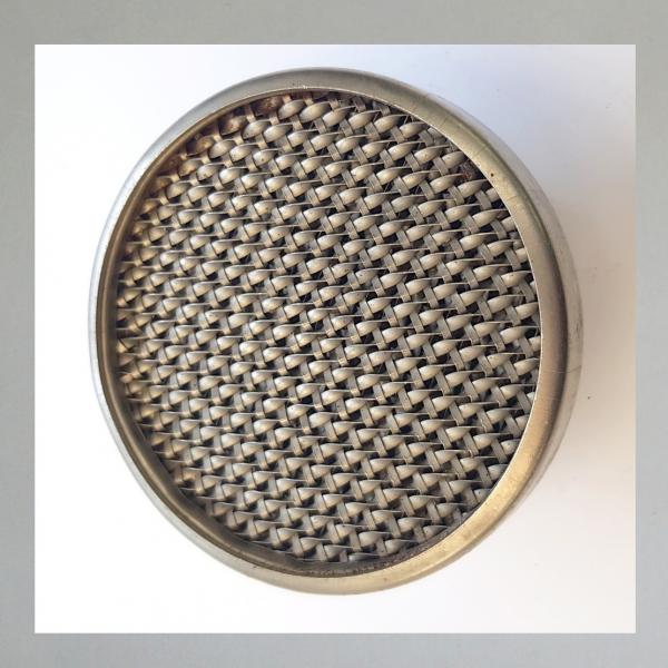 UBK Blech-Luftfilter, offen, einfache Ausführung, Steckanschluss 35mm/ Aussendurchmesser 90---neu vernickelt---guter Zustand---