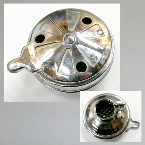 Knecht Blech-Luftfilter für DKW  RT 125, RT125W, Klappe/Blende, Steckanschluss 25mm---verchromt---