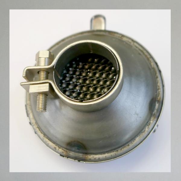 KNECHT Blech-Luftfilter, mit Klappe, Steckanschluss 40mm/ Aussendurchmesser 92mm, 50er Jahre Ausführung!---Umbau: Zerlegbar!---