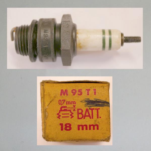 Zündkerze M95T1---M18x1,5---Wärmewert 95---Fabrikat Bosch, 30er/40er/frühe 50er Jahre (Original alt, OVP, NOS)