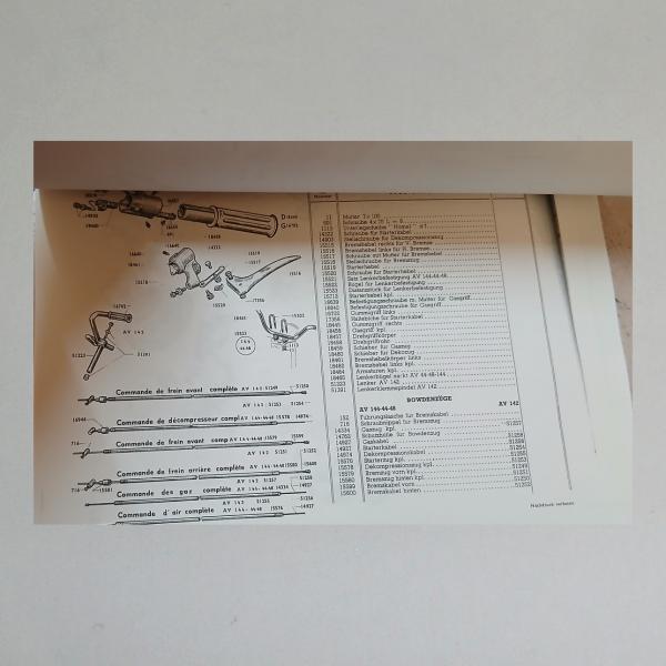 Ersatzteilkatalog, Ersatzteilliste Motobecane Mobylette Typ AV 44, 48, 142, 144, Kopie