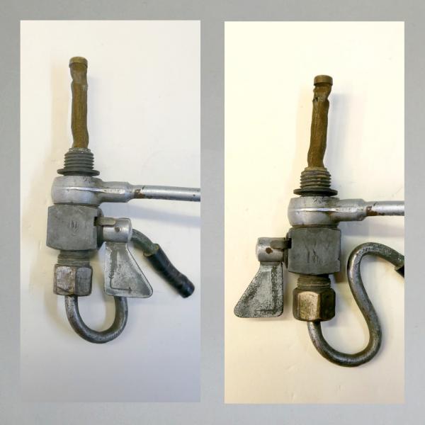 Kompletter Benzinhahn mit Leitung usw für NSU ZDB und OSL 201, 251, 351, 501, 601: Everbest ("Würfelhahn") Benzinhahn mit Reserve