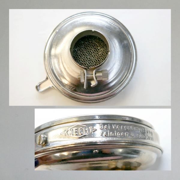 KNECHT Blech-Luftfilter, mit Klappe, Steckanschluss 40mm/ Aussendurchmesser 112mm---Umbau auf Zerlegbarkeit---