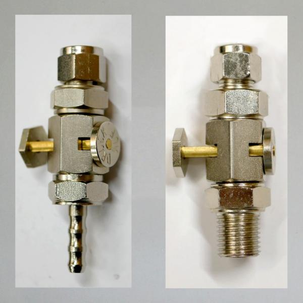 Schiebehahn/ Schiebe-Benzinhahn, 20er/30er Jahre, Gewinde Tankseitig: M12x1 Linksgewinde mit Anschlussmutter an Tank (Tankseitig 12x1 rechts)