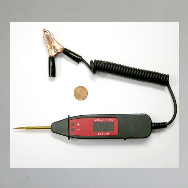 Stromprüfer, Spannungsprüfer, moderne Ausführung mit Voltmeter, 6-36 Volt
