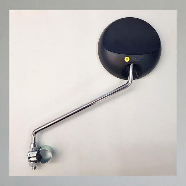 Spiegel für Lenkermontage (Klemmung) für Mofa, Moped, Mokick, gross, rund, 70er-80er Jahre, Kunststoff schwarz---Original neu von BUMM---