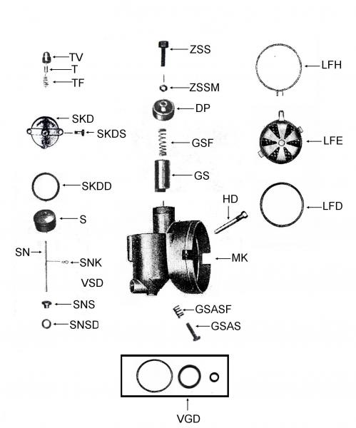 TV---Tupfer-Verschraubung für Sachs 74 (Späte Ausf.), Sachs 98---Ersatzproduktion aus Bakelite!---