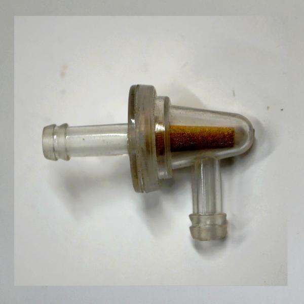 Benzinfilter für Schlauchleitungen, kleine Ausführung (selten!) für 6-7 mm Schlauch-Innendurchmesser---Winkelfilter---