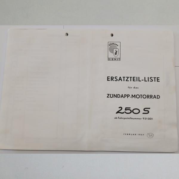 Zündapp - Ersatzteil-Liste für 250 S, Kopie