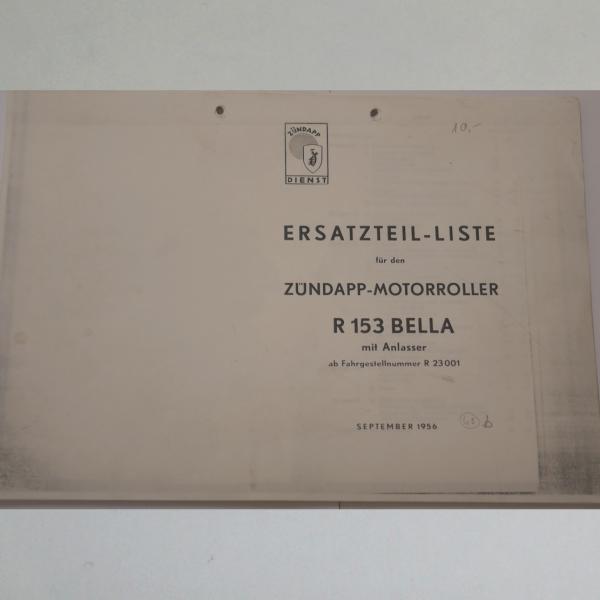 Zündapp - Ersatzteil-Liste für Bella R 153 1956, Kopie