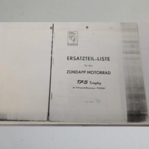 Zündapp - Ersatzteil-Liste für 175 Trophy, Kopie