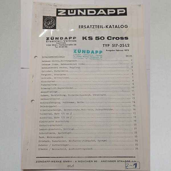 Zündapp Ersatzteil-Katalog KS 50 Cross, 1973, Kopie