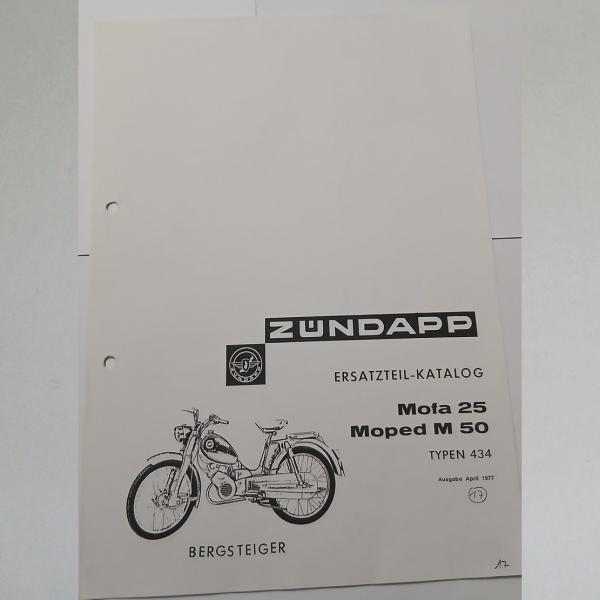 Zündapp Ersatzteil-Katalog Mofa 25 und Moped M 50 1977, Kopie
