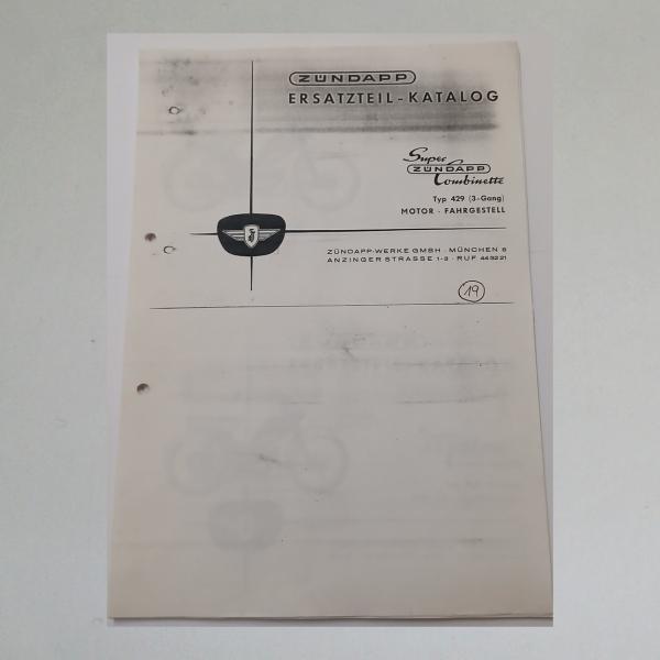 Zündapp Ersatzteil-Katalog Super Combinette Typ 429 3-Gang, Kopie