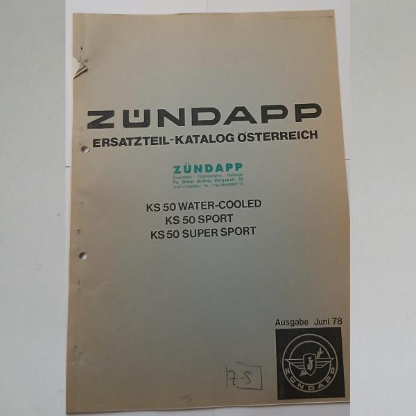 Zündapp Ersatzteil-Katalog KS 50 Water-Cooled und KS 50 Sport und Supersport 1978 (Österreich), Kopie
