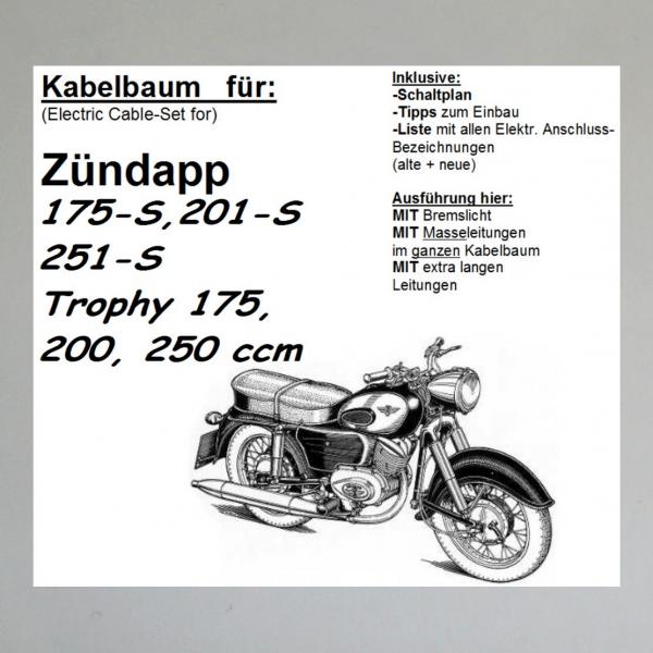 Kabelbaum/ Kabelsatz/ Leitungssatz Zündapp 175S, 201S, 250S, 251S, Trophy 175, 201, 250